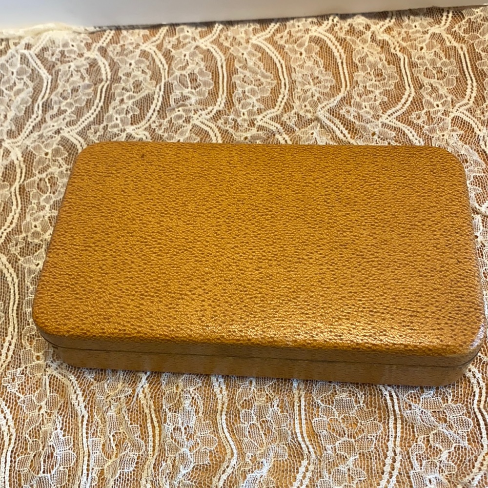VTG Farrington USA Genuine Texol tan jewelry box